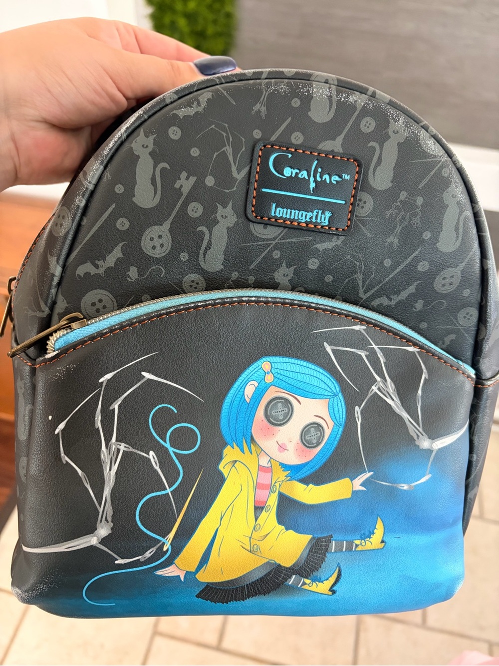 Loungefly Coraline Black, Blue & Yellow Kids Mini Backpack